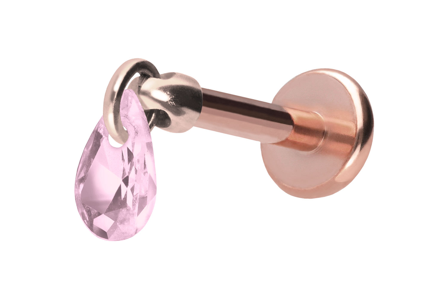 Titan Labret Piercing mit Push Fit KRISTALLTROPFEN